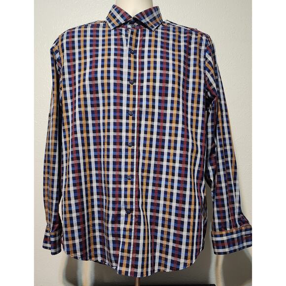 Robert Graham Modern Americana Long Sleeve Button-up Dress Shirt Size L Plaid - Picture 1 of 6